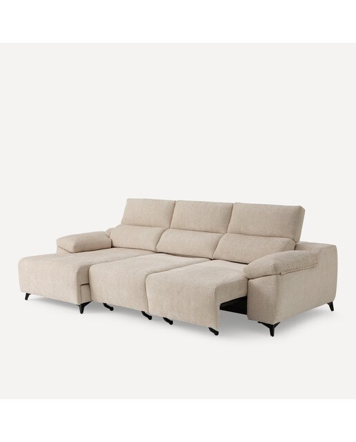 Sofá de 5 Lugares com 2 Assentos Deslizantes e Chaise-longue Esquerda Fedra Creme / Bege-5