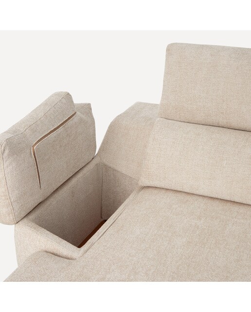 Sofá de 5 Lugares com 2 Assentos Deslizantes e Chaise-longue Esquerda Fedra Creme / Bege-7
