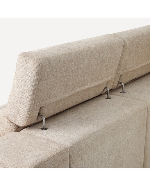 Sofá de 5 Lugares com 2 Assentos Deslizantes e Chaise-longue Esquerda Fedra Creme / Bege-8
