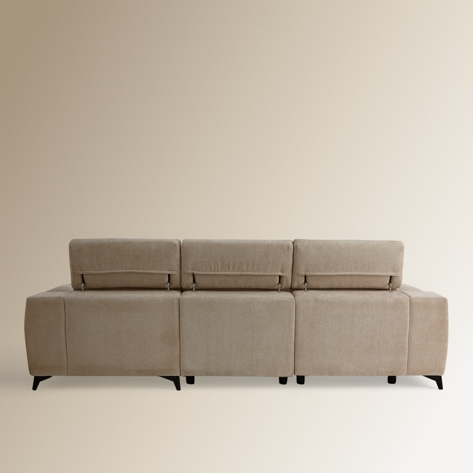 Sofá de 5 Lugares com 2 Assentos Deslizantes e Chaise-longue Direita Fedra Creme / Bege-4