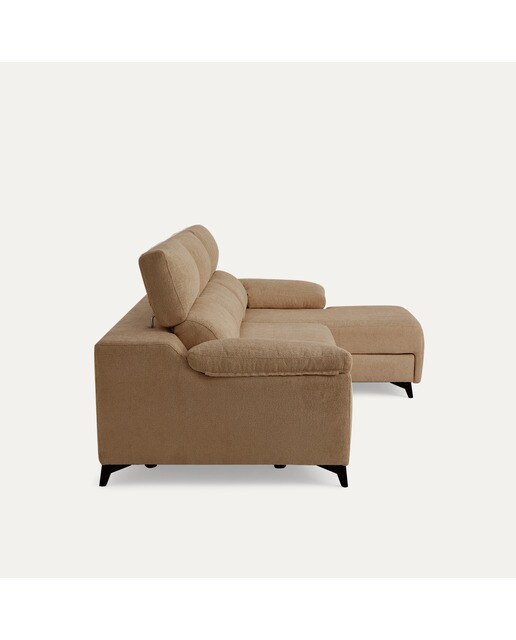 Sofá tapizado de 3 plazas con 2 asientos deslizantes eléctricos con chaiselongue derecha Fedra El Corte Inglés - Lion marrón 270 cm Lion marrón-3