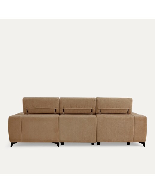 Sofá tapizado de 3 plazas con 2 asientos deslizantes eléctricos con chaiselongue derecha Fedra El Corte Inglés - Lion marrón 270 cm Lion marrón-4