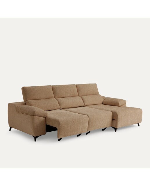 Sofá tapizado de 3 plazas con 2 asientos deslizantes eléctricos con chaiselongue derecha Fedra El Corte Inglés - Lion marrón 270 cm Lion marrón-5