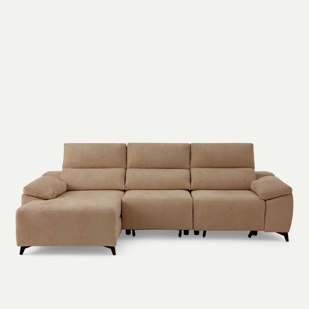 Sofá tapizado de 3 plazas con 2 asientos deslizantes eléctricos con chaiselongue izquierda Fedra El Corte Inglés - Lion marrón 270 cm Lion marrón-1