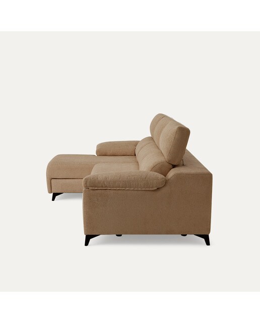 Sofá tapizado de 3 plazas con 2 asientos deslizantes eléctricos con chaiselongue izquierda Fedra El Corte Inglés - Lion marrón 270 cm Lion marrón-3