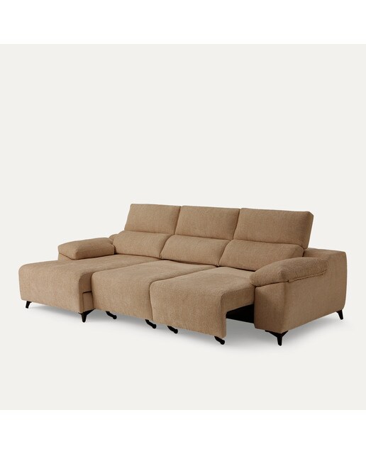 Sofá tapizado de 3 plazas con 2 asientos deslizantes eléctricos con chaiselongue izquierda Fedra El Corte Inglés - Lion marrón 270 cm Lion marrón-5