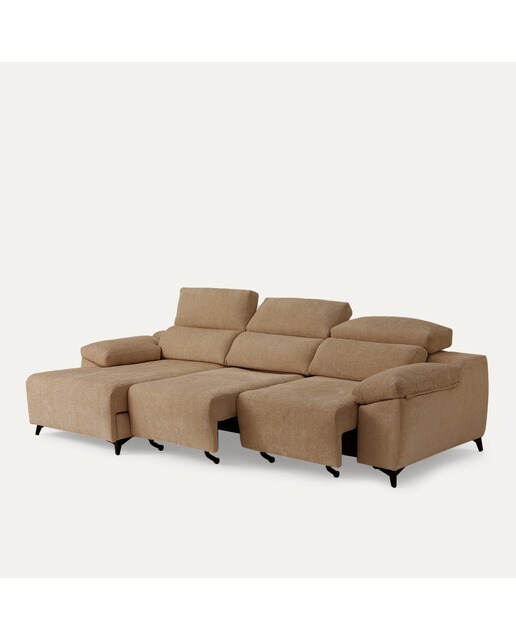 Sofá tapizado de 3 plazas con 2 asientos deslizantes eléctricos con chaiselongue izquierda Fedra El Corte Inglés - Lion marrón 270 cm Lion marrón-6