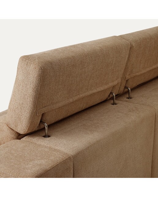 Sofá tapizado de 3 plazas con 2 asientos deslizantes eléctricos con chaiselongue izquierda Fedra El Corte Inglés - Lion marrón 270 cm Lion marrón-8