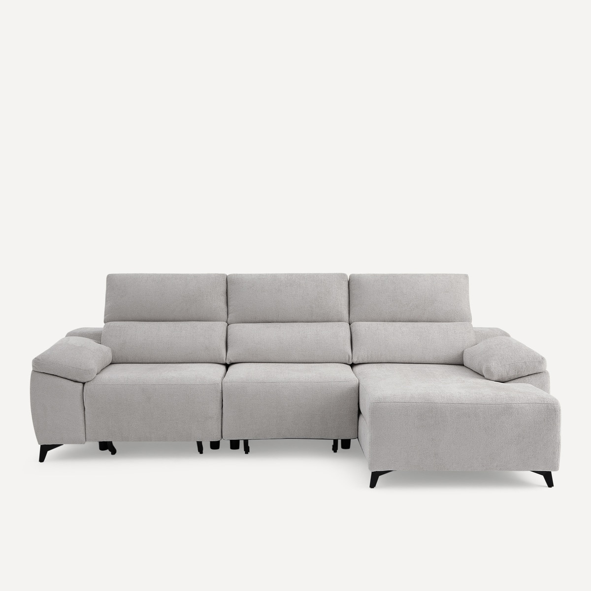 Sofá tapizado de 3 plazas con 2 asientos deslizantes eléctricos con chaiselongue derecha Fedra El Corte Inglés - Gris 270 cm Gris-1