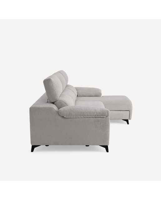 Sofá tapizado de 3 plazas con 2 asientos deslizantes eléctricos con chaiselongue derecha Fedra El Corte Inglés - Gris 270 cm Gris-3
