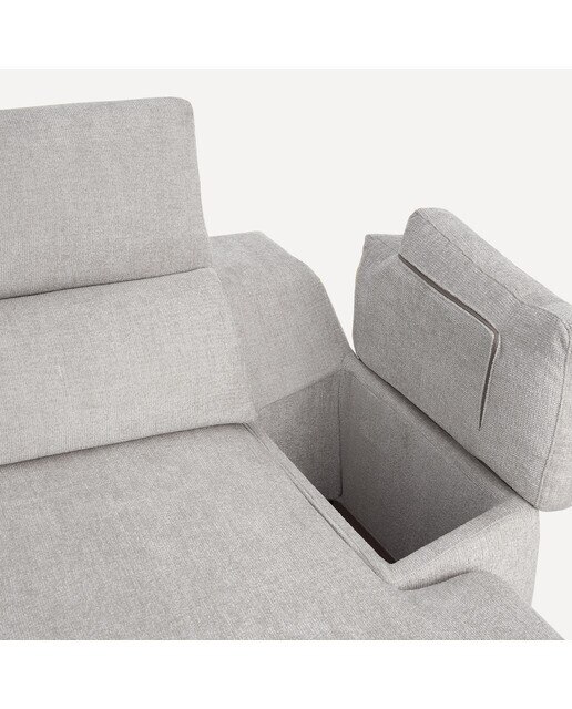 Sofá tapizado de 3 plazas con 2 asientos deslizantes eléctricos con chaiselongue derecha Fedra El Corte Inglés - Gris 270 cm Gris-7