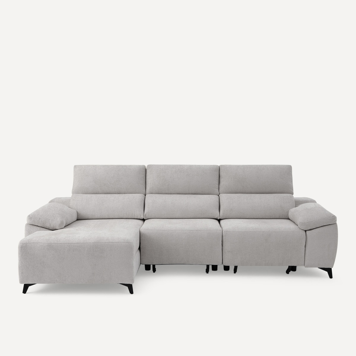 Sofá tapizado de 3 plazas con 2 asientos deslizantes eléctricos con chaiselongue izquierda Fedra El Corte Inglés - Gris 270 cm Gris-1