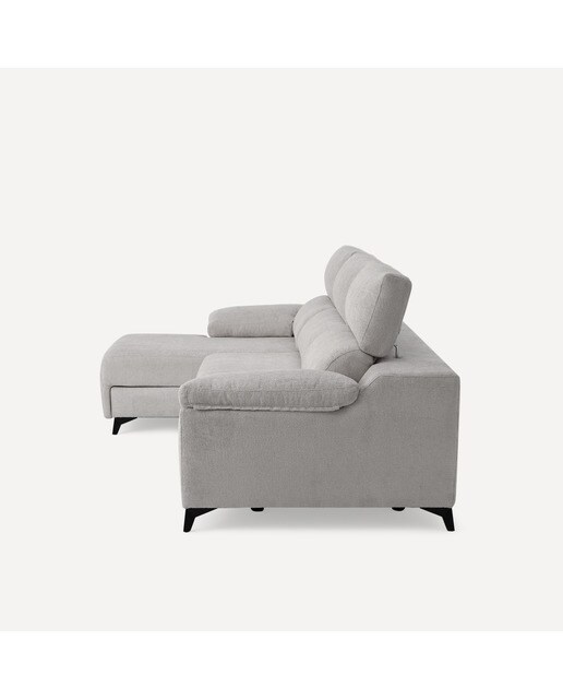 Sofá tapizado de 3 plazas con 2 asientos deslizantes eléctricos con chaiselongue izquierda Fedra El Corte Inglés - Gris 270 cm Gris-3