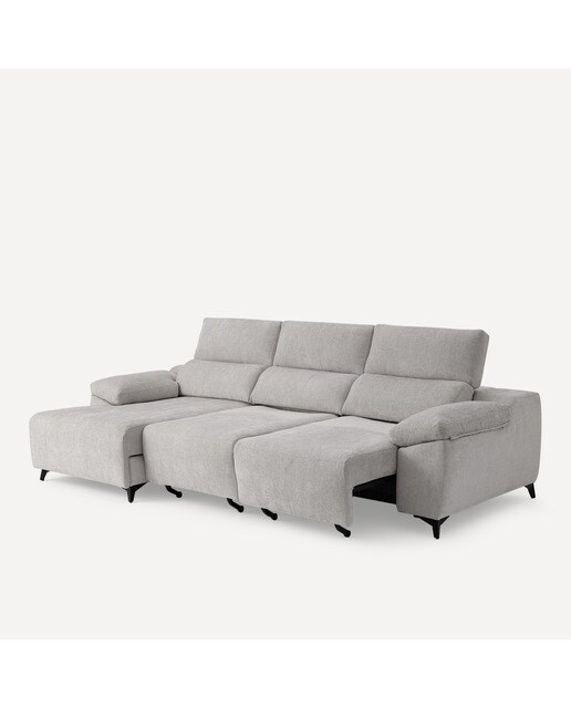 Sofá tapizado de 3 plazas con 2 asientos deslizantes eléctricos con chaiselongue izquierda Fedra El Corte Inglés - Gris 270 cm Gris-5