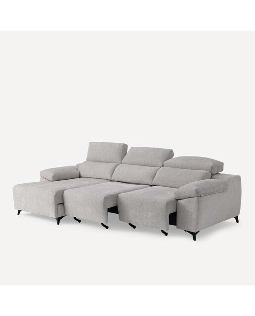 Sofá tapizado de 3 plazas con 2 asientos deslizantes eléctricos con chaiselongue izquierda Fedra El Corte Inglés - Gris 270 cm Gris-6