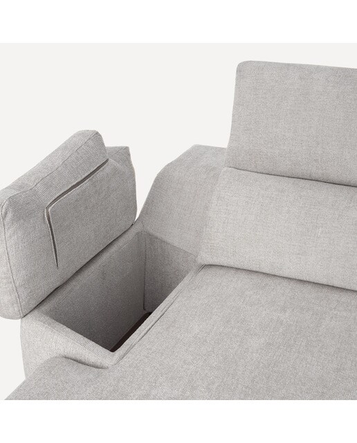 Sofá tapizado de 3 plazas con 2 asientos deslizantes eléctricos con chaiselongue izquierda Fedra El Corte Inglés - Gris 270 cm Gris-7