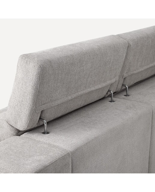 Sofá tapizado de 3 plazas con 2 asientos deslizantes eléctricos con chaiselongue izquierda Fedra El Corte Inglés - Gris 270 cm Gris-8