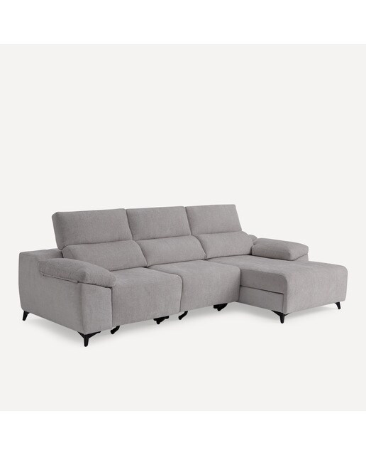 Sofá Estofado de 3 Lugares com 2 Assentos Deslizantes Elétricos com Chaise-longue Direita Fedra Iron-2