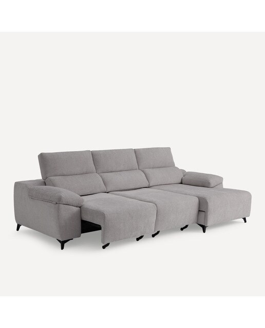 Sofá Estofado de 3 Lugares com 2 Assentos Deslizantes Elétricos com Chaise-longue Direita Fedra Iron-5