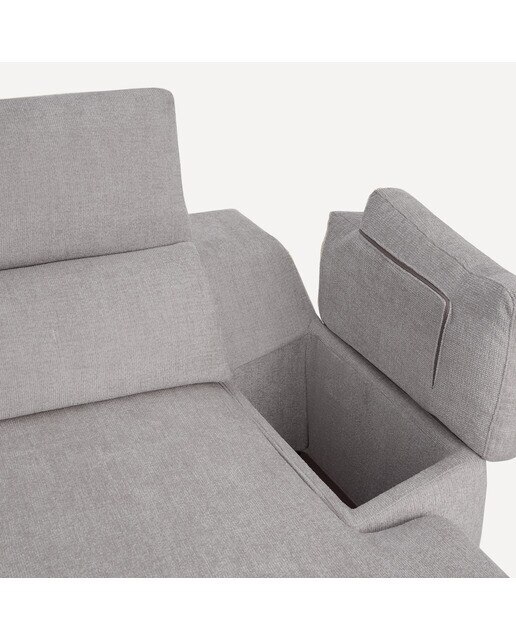 Sofá Estofado de 3 Lugares com 2 Assentos Deslizantes Elétricos com Chaise-longue Direita Fedra Iron-7