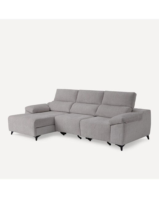 Sofá Estofado de 3 Lugares com 2 Assentos Deslizantes Elétricos e Chaise-longue Esquerda Fedra Iron-2