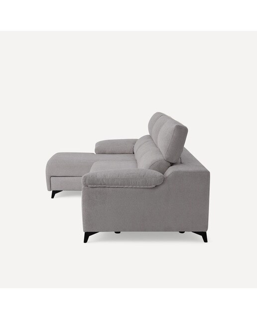 Sofá Estofado de 3 Lugares com 2 Assentos Deslizantes Elétricos e Chaise-longue Esquerda Fedra Iron-3