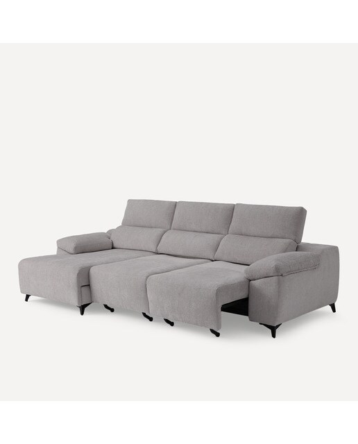 Sofá Estofado de 3 Lugares com 2 Assentos Deslizantes Elétricos e Chaise-longue Esquerda Fedra Iron-5