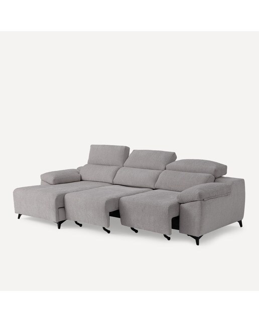 Sofá Estofado de 3 Lugares com 2 Assentos Deslizantes Elétricos e Chaise-longue Esquerda Fedra Iron-6