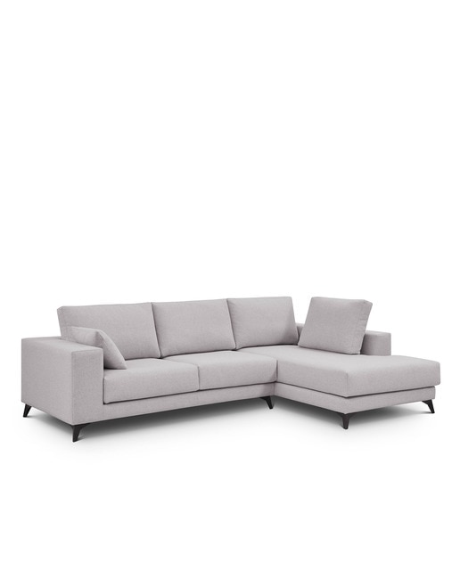 Sofá tapizado con chaiselongue derecha Nido El Corte Inglés - Gris claro 250 cm Gris claro-2