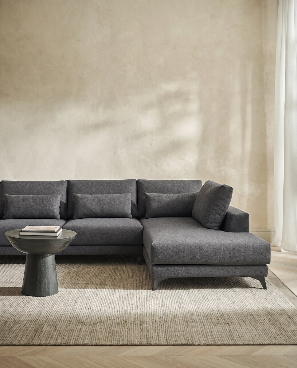 Imagen 0 de Sofá tapizado con chaiselongue derecha Nido El Corte Inglés Antracita