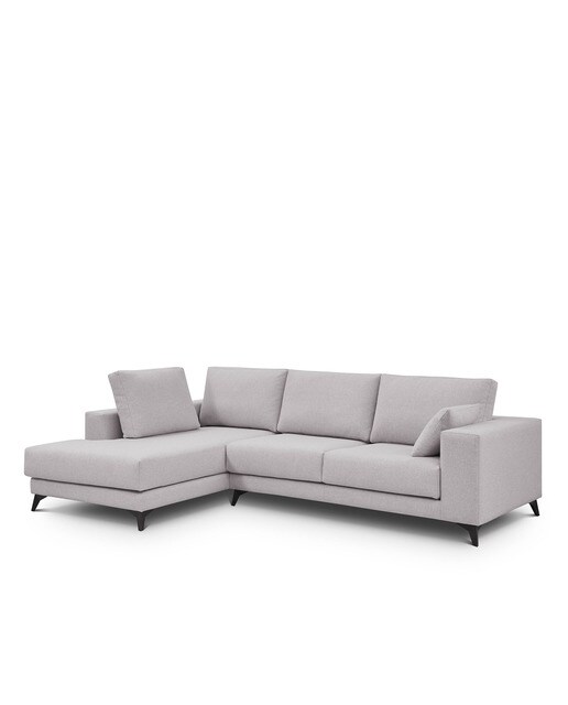 Sofá tapizado con chaiselongue izquierda Nido El Corte Inglés - Gris claro 250 cm Gris claro-2