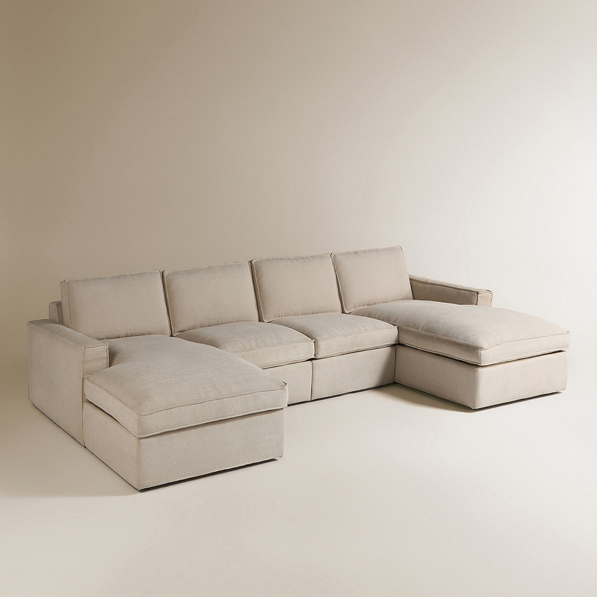 Sofá de Canto de 5 lugares com 2 Chaiselongue Alice Bege-1