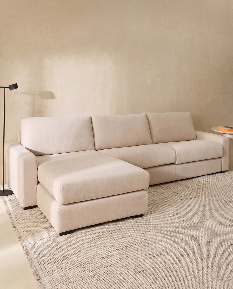 Imagen 1 de Sofá de 5 plazas con chaise longue izquierda Verona Crema