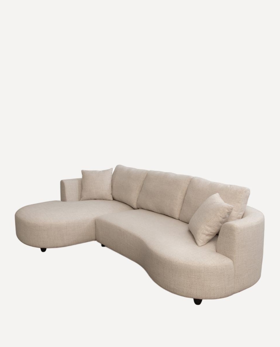Sofá de 5 Lugares com Chaise Longue à Esquerda Bremen Cru-2