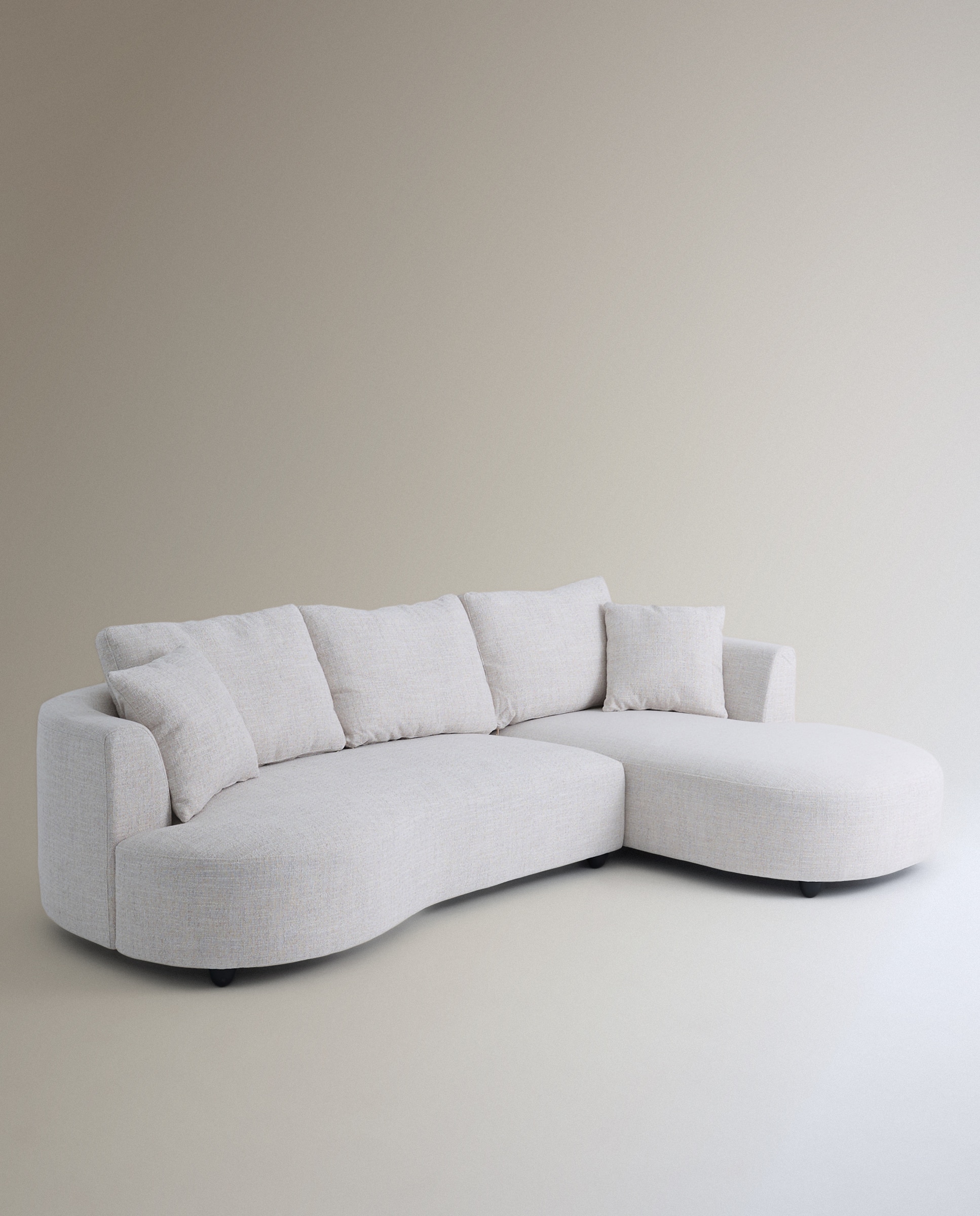 Sofá de 5 Lugares com Chaiselongue Direita Bremen Cru-2