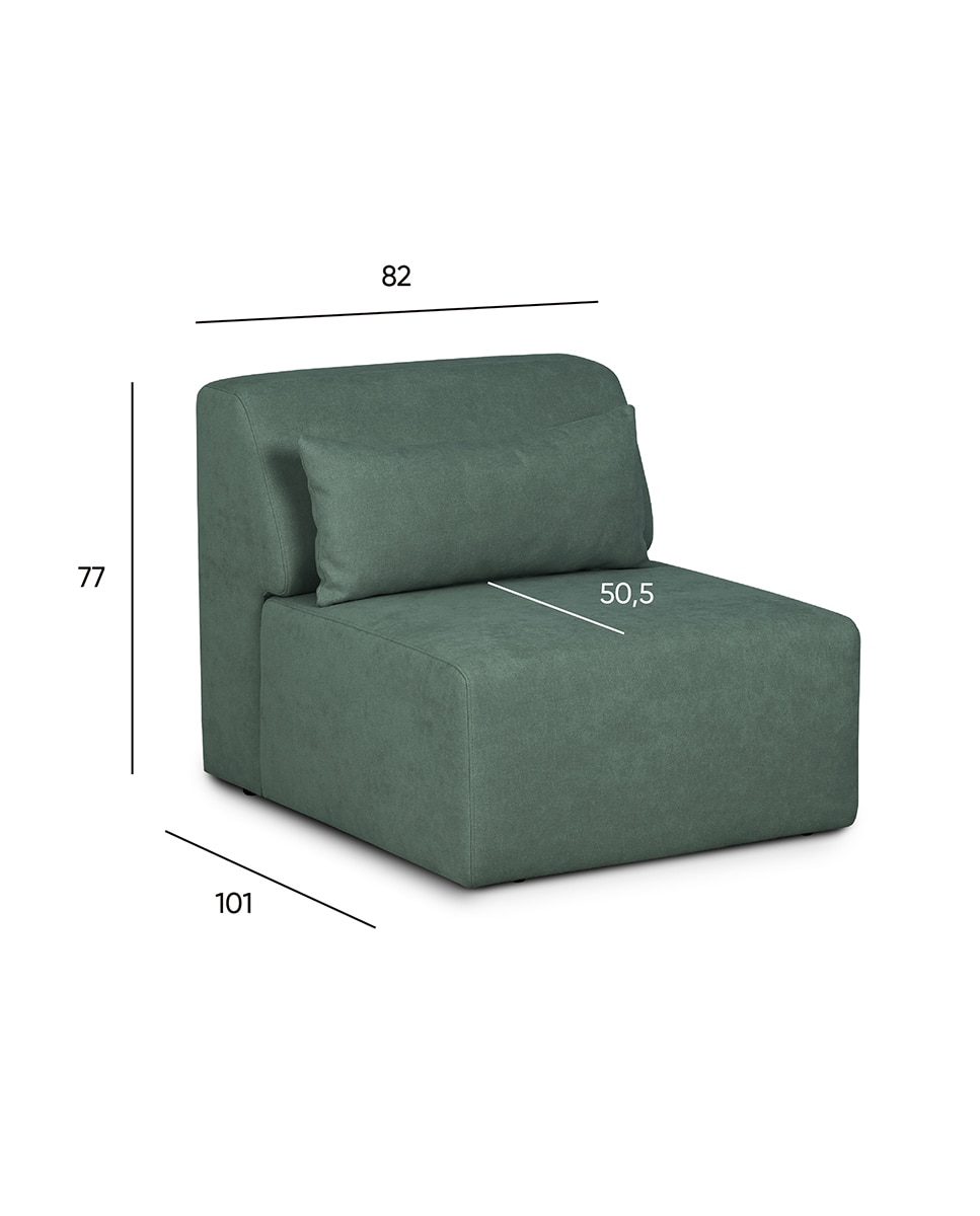 Imagen 5 de Módulo de 1 plaza sin brazos para sofá Copenhague - Verde 82 cm Verde