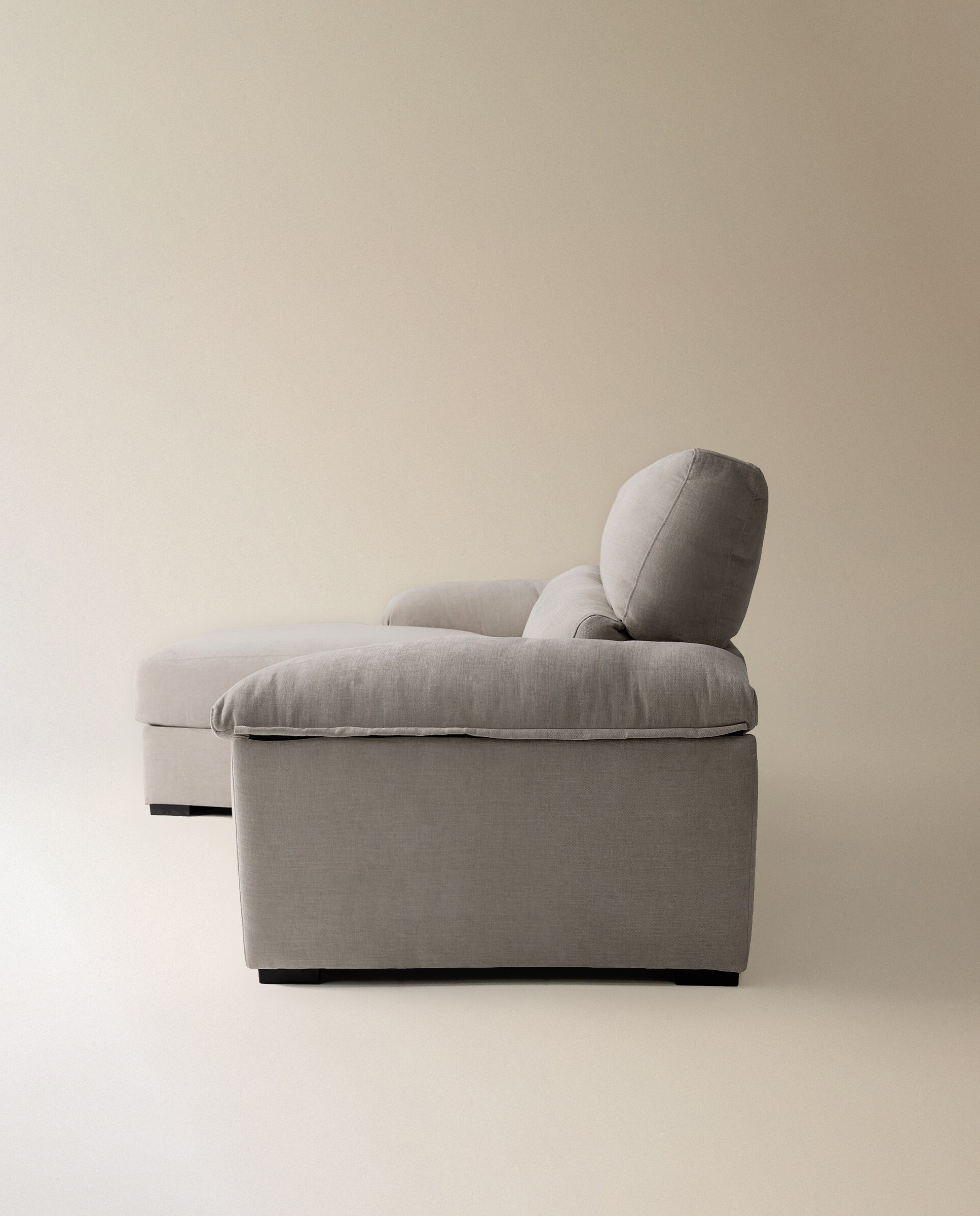 Sofá estofado de 3 lugares com assentos deslizantes e chaise longue esquerda com arca Cloud Cinzento-claro-4