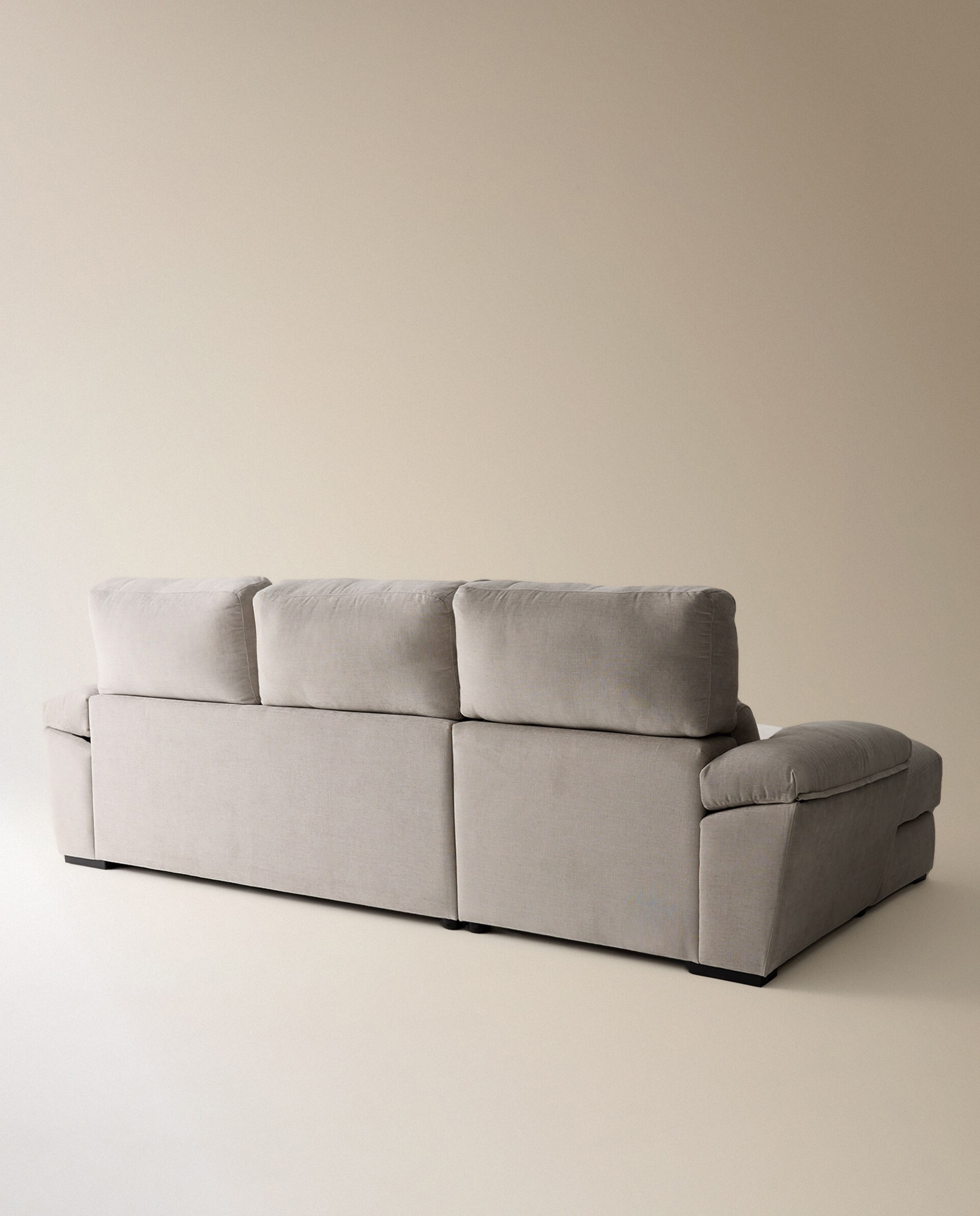 Sofá estofado de 3 lugares com assentos deslizantes e chaise longue esquerda com arca Cloud Cinzento-claro-5