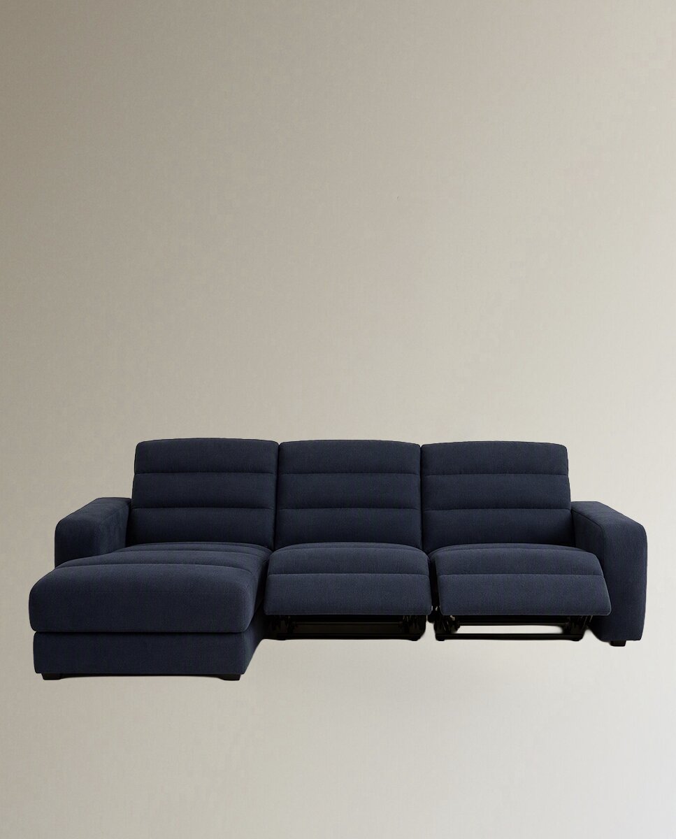 Imagen 0 de Sofá con chaiselongue izquierda y 2 asientos relax Reno Azul