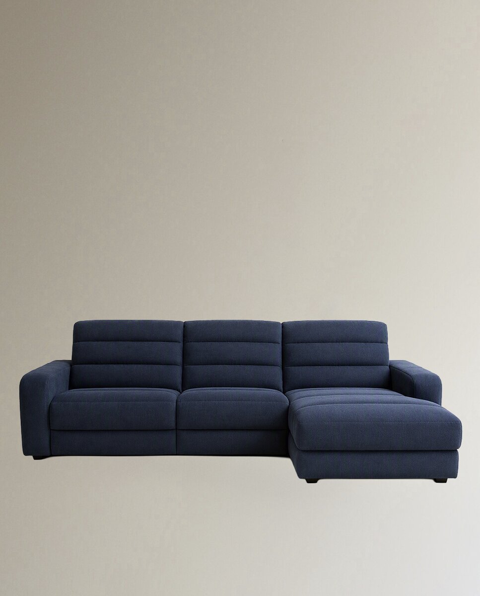 Imagen 0 de Sofá con chaiselongue derecha y 2 asientos relax Reno Azul