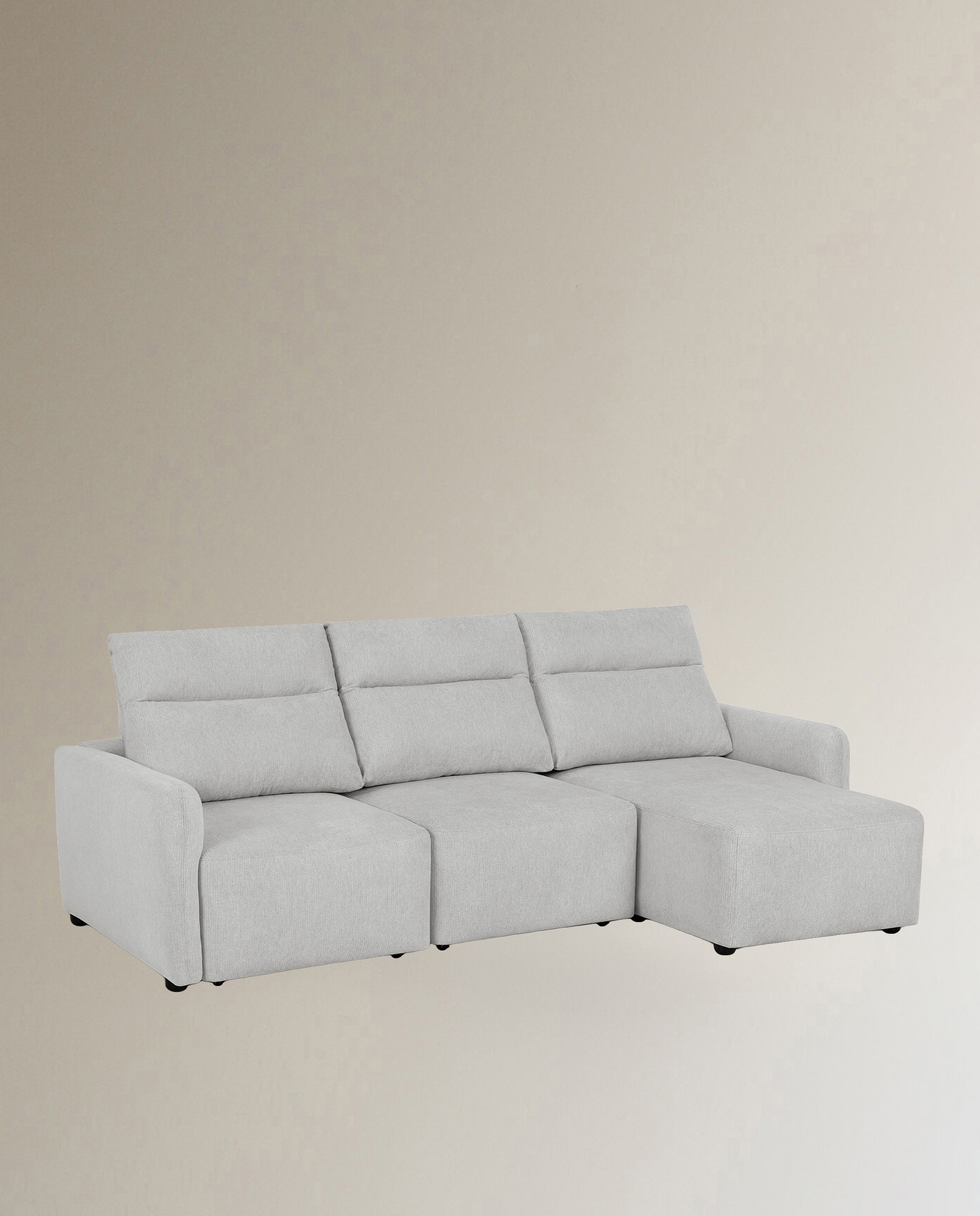 Imagen 2 de Sofá tapizado de 3 plazas con chaiselongue Neo - Gris Gris