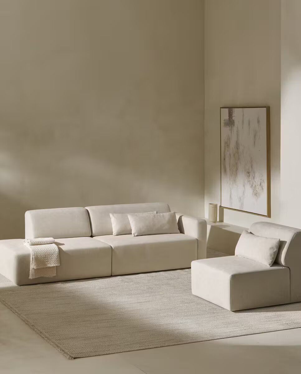 Sofá Modular com Chaise Longue à Esquerda Copenhaga Cru 1