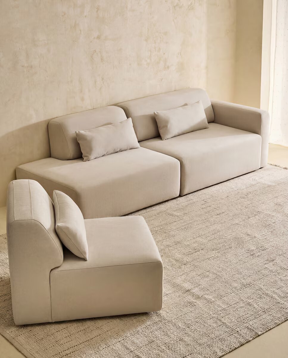 Sofá Modular com Chaise Longue à Esquerda Copenhaga Cru 3