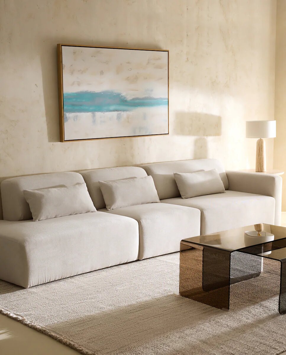 Sofá Modular com Chaise Longue à Esquerda Copenhaga Cru 4