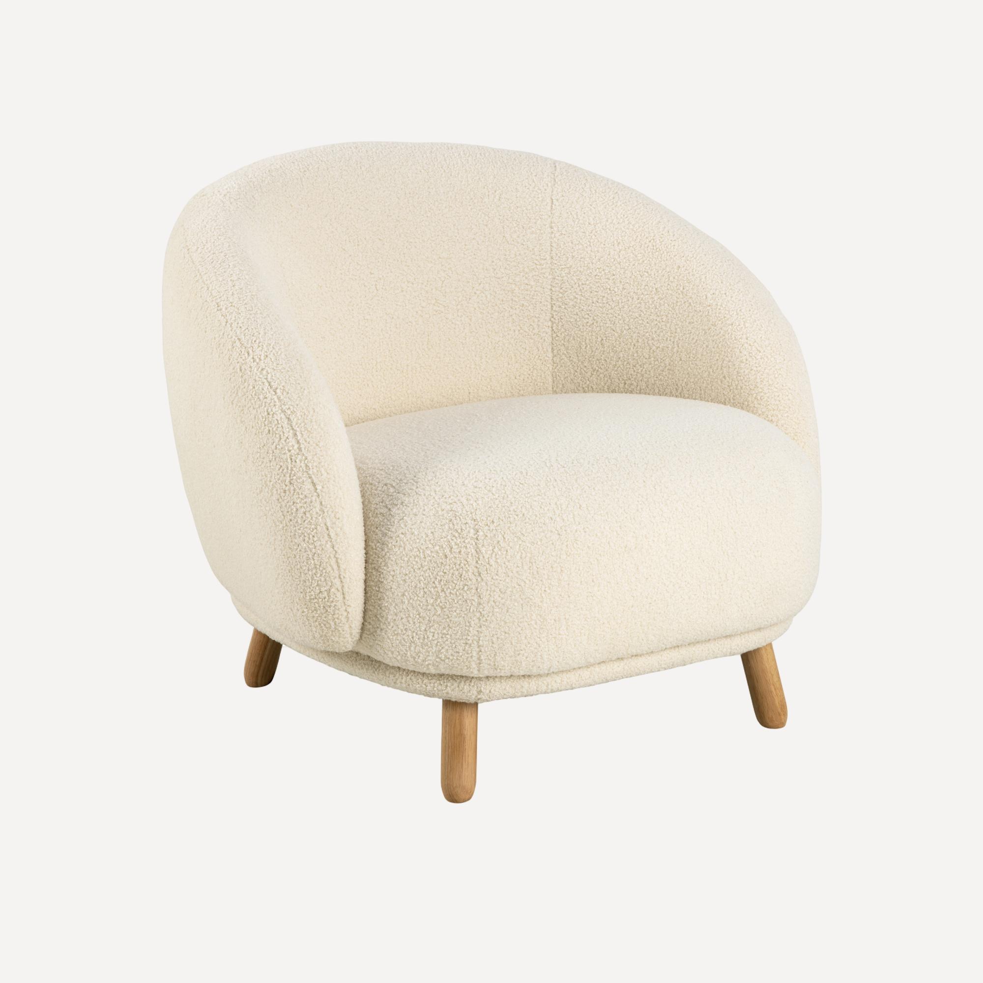 Butaca tapizada en tejido bouclé Alba - Crema Crema-1