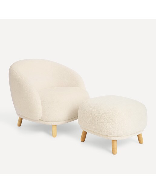 Butaca tapizada en tejido bouclé Alba - Crema Crema-5