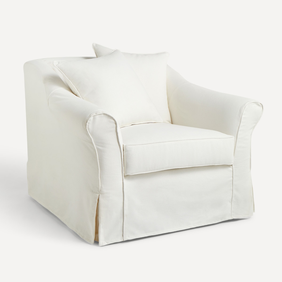 Poltrona Desembainhável em Algodão e Linho Menorca Branco-1