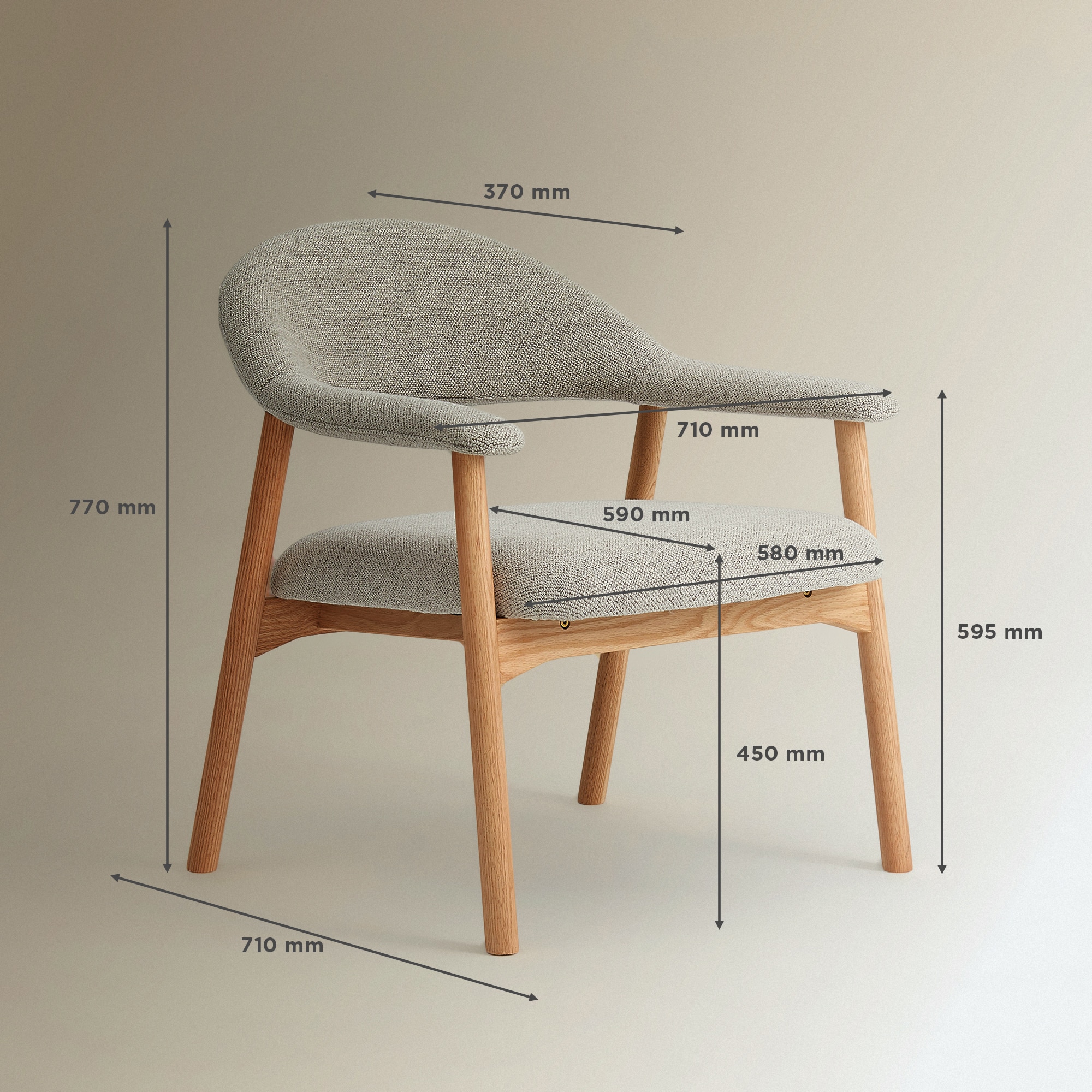 Poltrona em Tecido Bouclé Hugge Bege-8