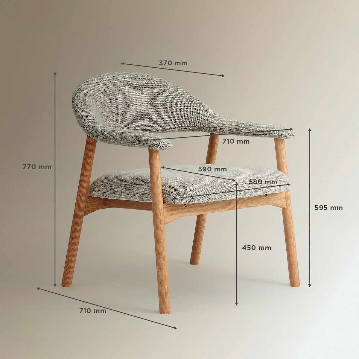 Poltrona em Tecido Bouclé Hugge Bege-8