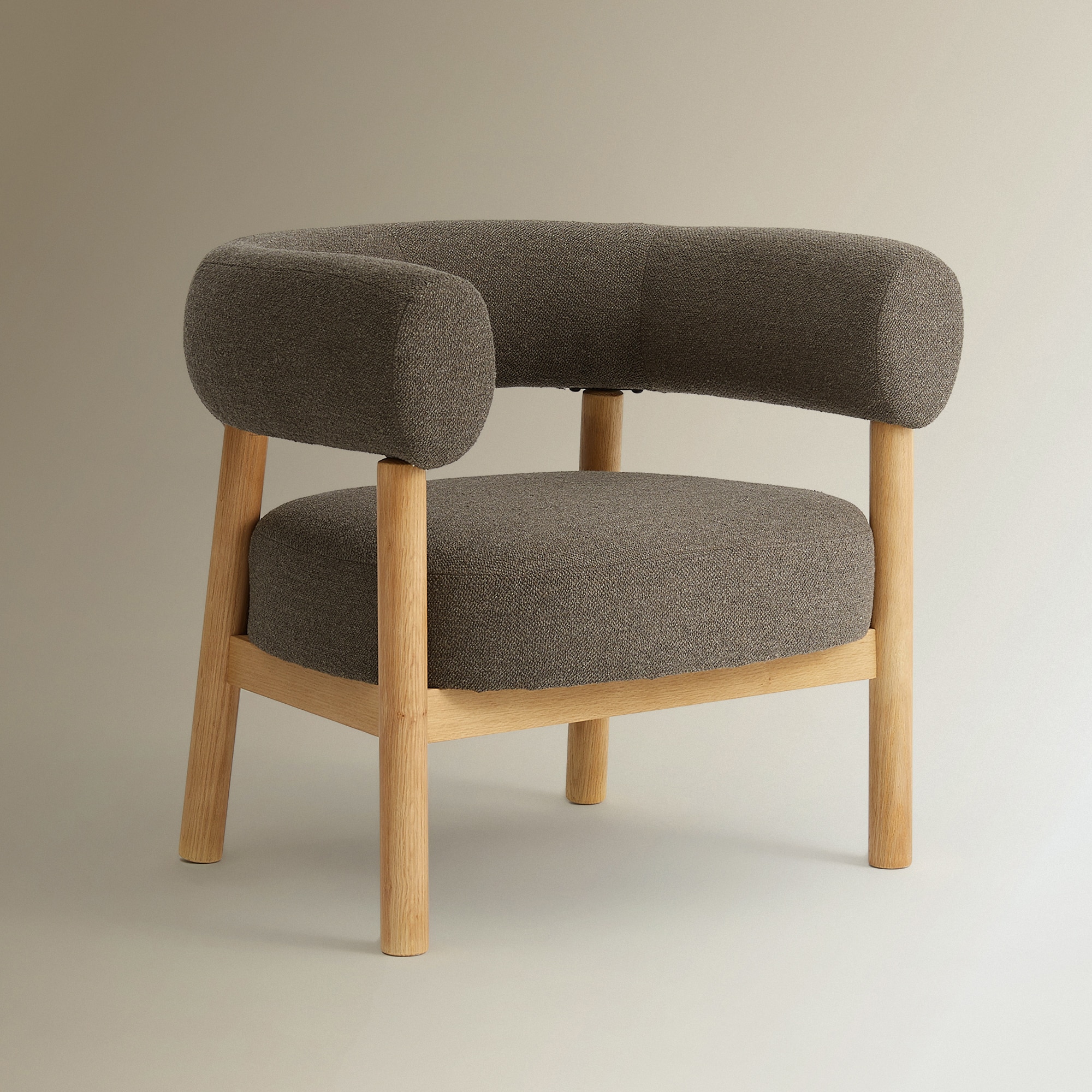 Poltrona em Tecido Bouclé Nordic Castanho-2